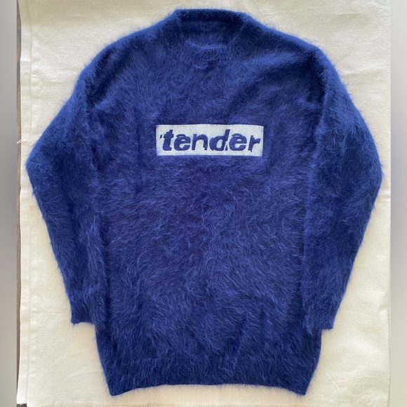 Alexander Wang Dresses & Skirts - Alexander Wang 2016 Runway Navy Tender Embroidered Fuzzy Mini Sweater Dress S